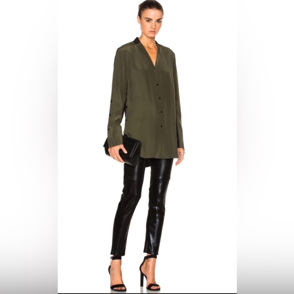 NWT Rag & Bone Silk Olive Green Button Down Blouse